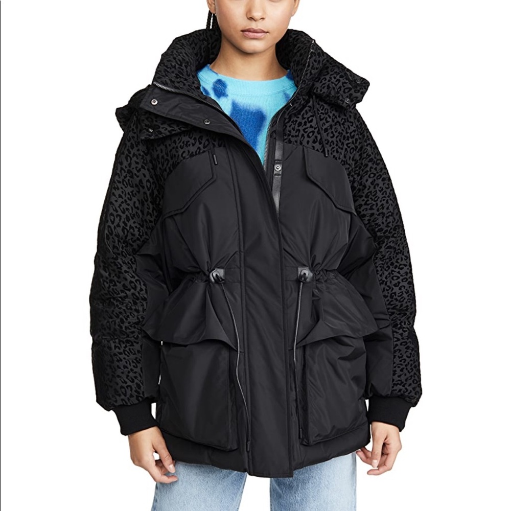 Mackage Black Leopard Puffer Jacket